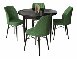 Jedálenský set Roxie (mramor čierny + zelená) (pre 4 osoby)