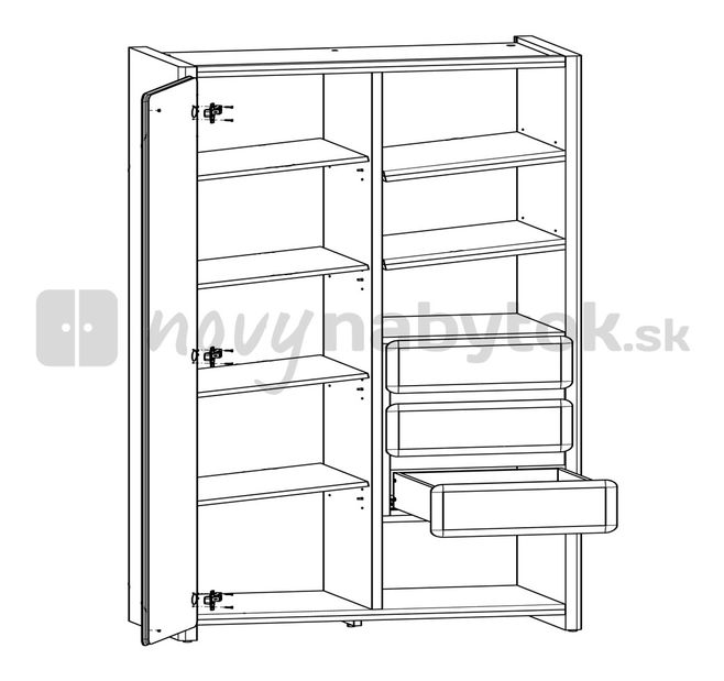 Dulap cu rafturi Porfirio REG1D3S/20/8