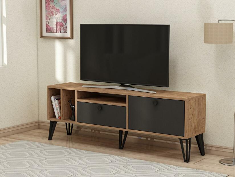 TV asztal/szekrény Tölgyeki 2 (atlanti fenyő + fekete) 