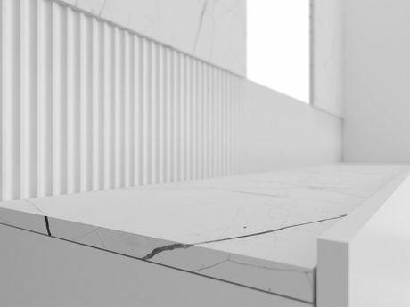 Dulap TV de perete Coprea III (Alb + Marmură Alb) 