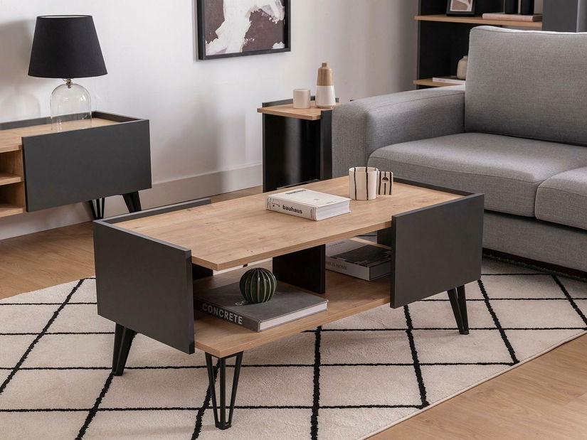 Măsuță de cafea Tilata (stejar zafir + antracit) 