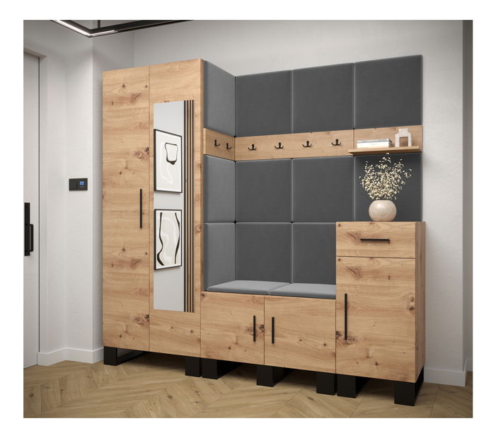 Előszobabútor Amanda 13 (artisan tölgy + sötétszürke)