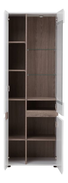 Vitrină Lymoted (alb + stejar sonoma închis trufă) 