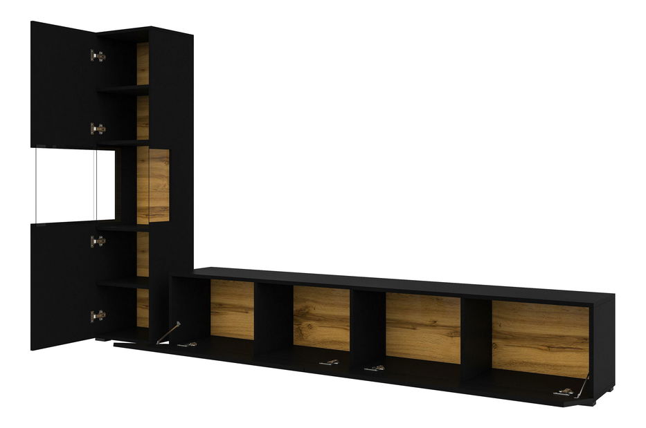 Mobilier living Avernic Typ 09 (onyx negru + stejar wotan)