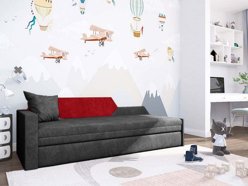 Sofa Weranna (tamnosiva + crvena) (L)