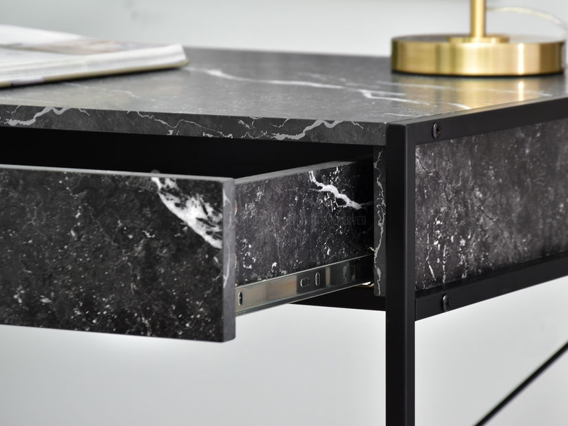 PC stolík Unica (čierny mramor + čierna)