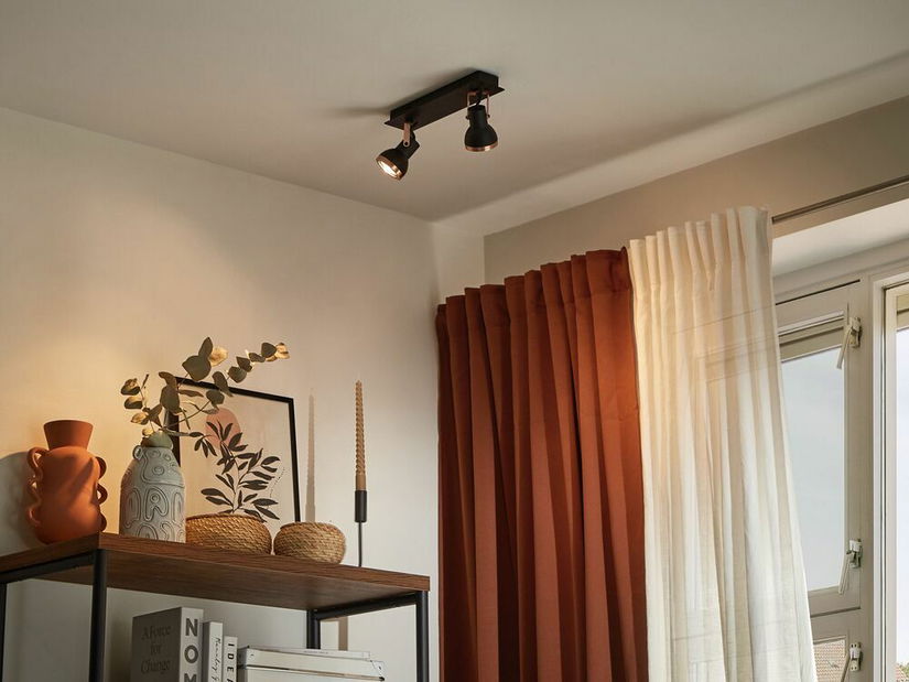 Aplică de tavan Braulio (Negru + cupru)