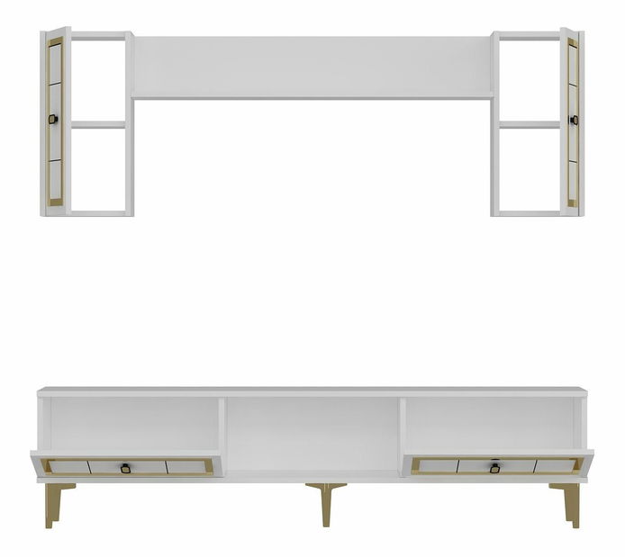 Obývacia stena Orino (biela + zlatá)