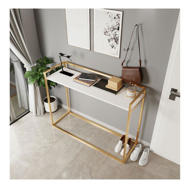 Konzolový stolík Isis (biela + zlatá) *bazár