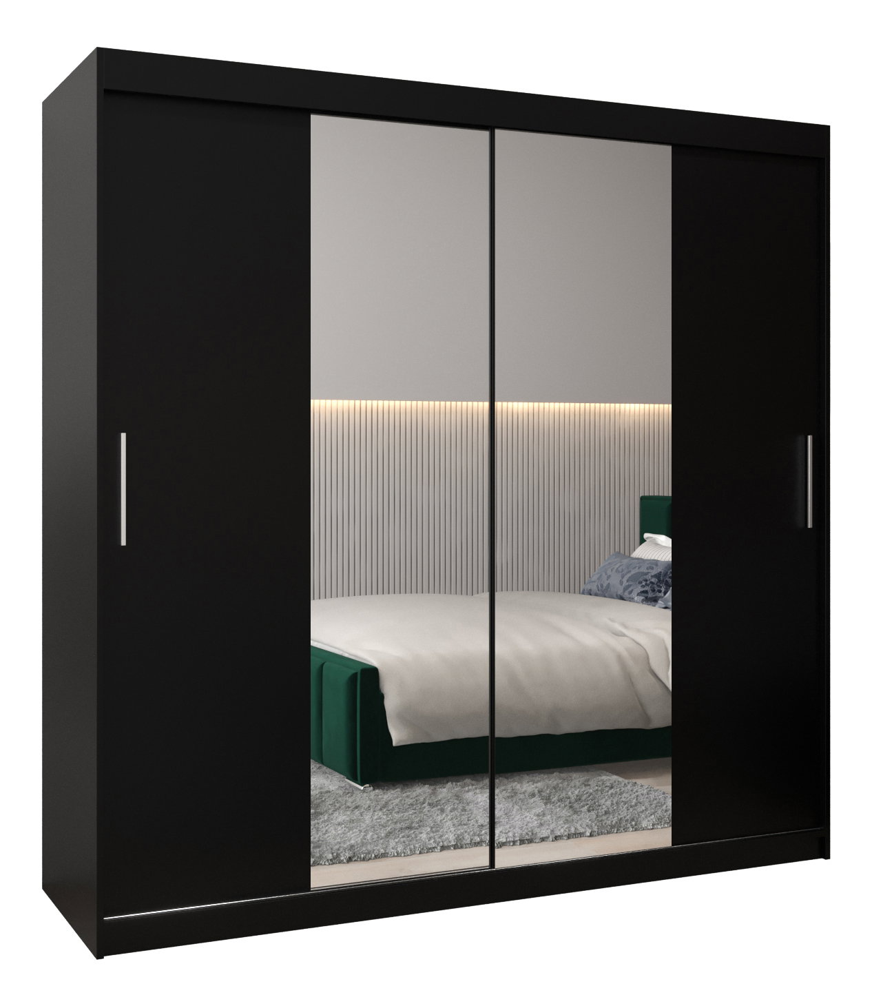 Ruhásszekrény 200 cm Toki 1 (matt fekete + matt fekete)