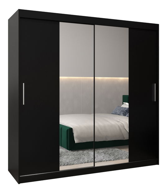 Dulap de haine 200 cm Toki 1 (negru mat + negru mat)