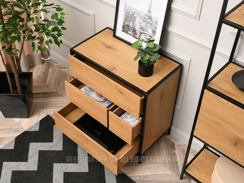 Comodă Soren Kom (stejar + negru)