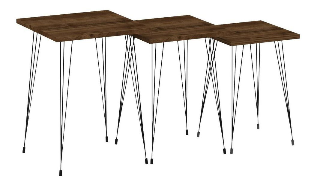 Dohányzóasztal szett (3 db.) Pakamo (dió + fekete)