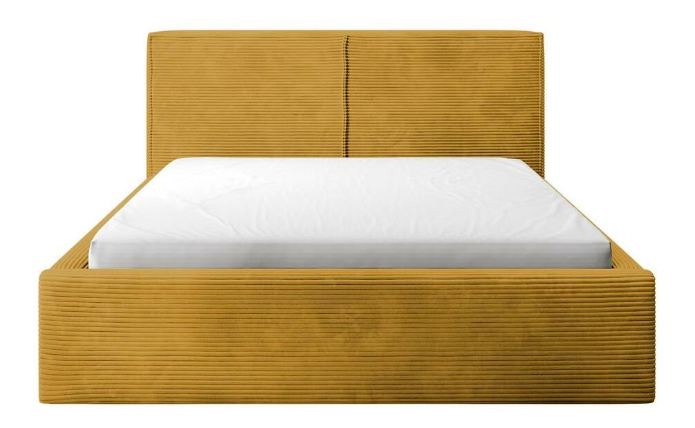 Franciaágy 180 cm Fatime (ágyráccsal) (tárolóhellyel) (mustár + fekete)