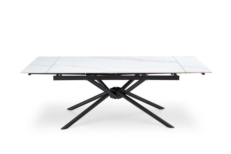 Rozkladací jedálenský stôl Victory (biely mramor + čierna) *výpredaj