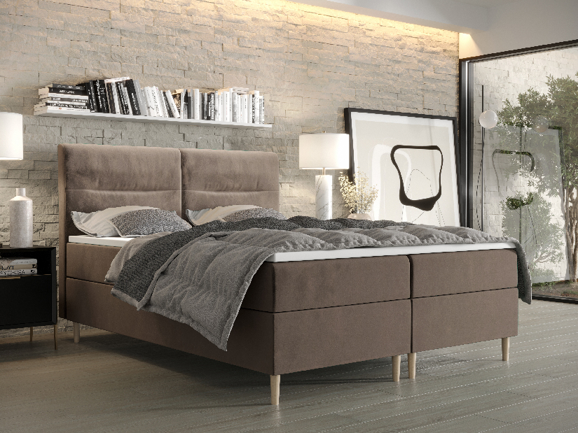 Manželská posteľ Boxspring 180 cm Saruta (hnedá) (s matracom a úložným priestorom)