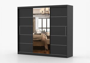 Dulap de haine Arrun (negru + negru + Oglindă)