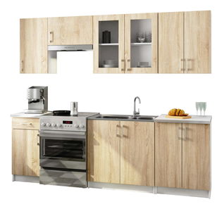 Set mobilier bucătărie 240 cm Lula TYP2 C (Alb + Stejar sonoma)