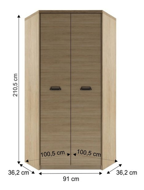 Kutni ormar za garderobu Mirach 2D 