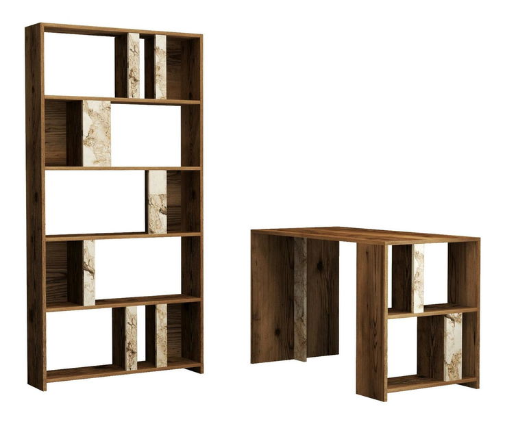 PC asztal regállal Limba (dió + fehér)