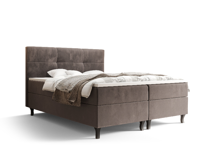 Pat matrimonial Boxspring 140 cm Lumba (maro) ( cu saltea și sp. depozitare)