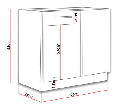Alsó konyhaszekrény Bronte 105 ND 1F BB (lancelot tölgy + sötét fa)