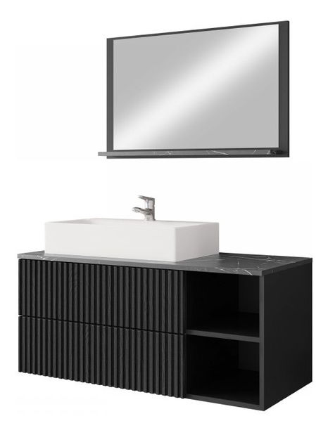 Kupaonski set Kiago I (crna + crni mramor)