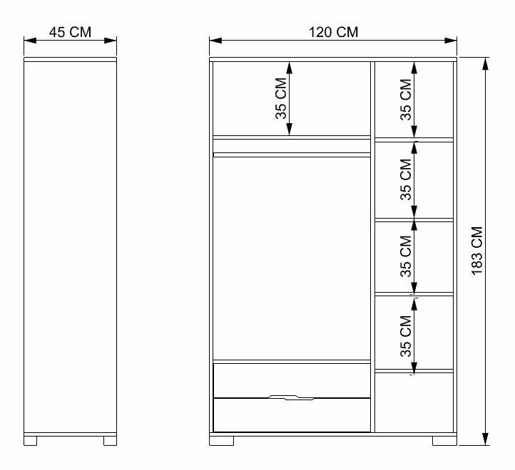 Šatníková skriňa Roya (dub + antracit)