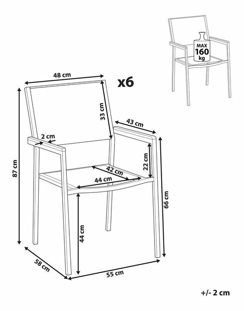 Set 6ks. stoličiek Grosso (sivá)
