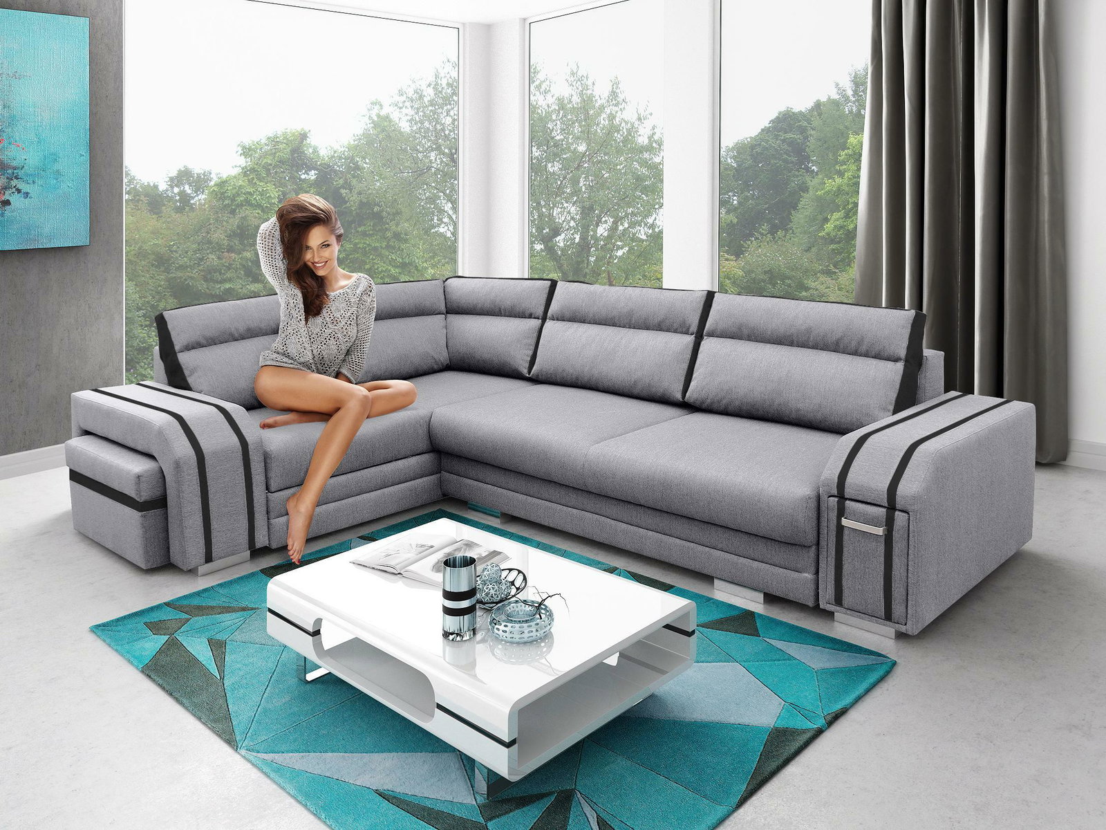 Rohová sedačka Antelope (svetlosivá) (L)