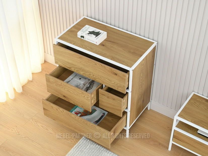 Comodă Soren Kom (stejar + alb)