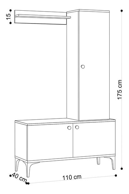 Set za predsoblje Aliex 11 (hrast + crna)