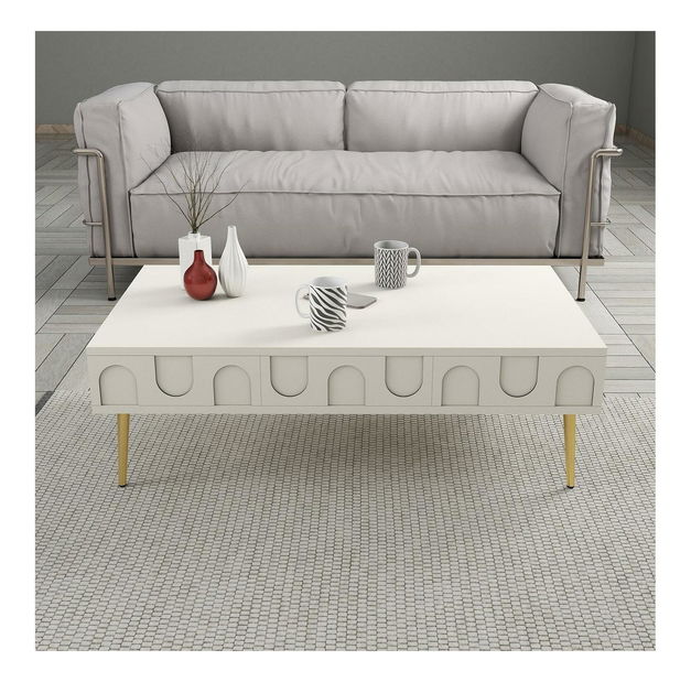 Set mobilier living Lyantela (Crem + Auriu)