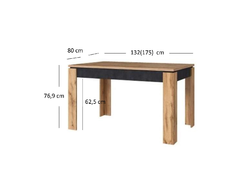 Blagovaonski stol na razvlačenje 130-175 cm Nella (hrast wotan + matera)