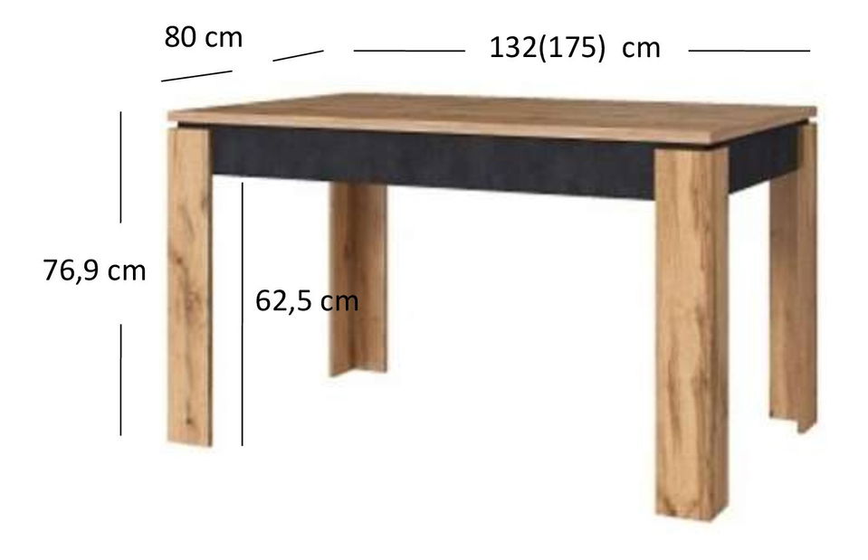 Széthúzható étkezőasztal 130-175 cm Nella (wotan tölgy + matera)