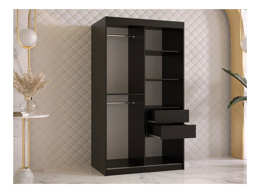 Ormar za garderobu Monte 1 (crna + tamni orah)
