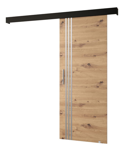 Tolóajtó 90 cm Sharlene VI (artisan tölgy + matt fekete + ezüst)