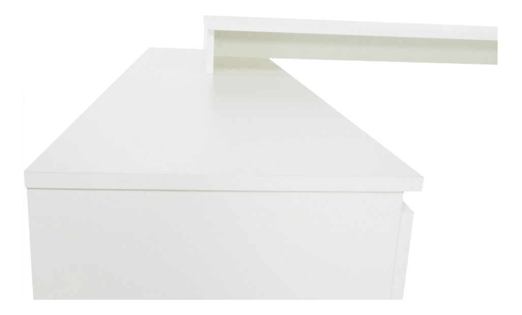 Rohový PC stolík Bill (biela + beton)