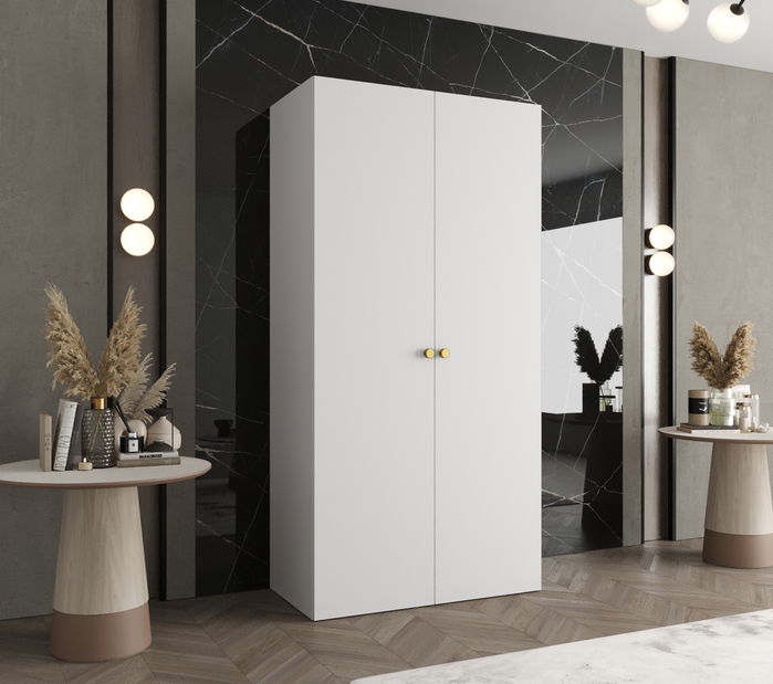 Dulap de haine 100 cm Parna 1 (alb + Auriu)