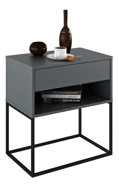 Noćni ormarić Autor (grafit + crna) 