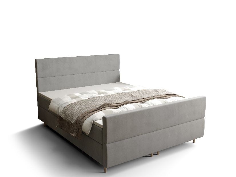 Bračni krevet Boxspring 160 cm Flu Plus Comfort (siva) (s madracem i prostorom za odlaganje)