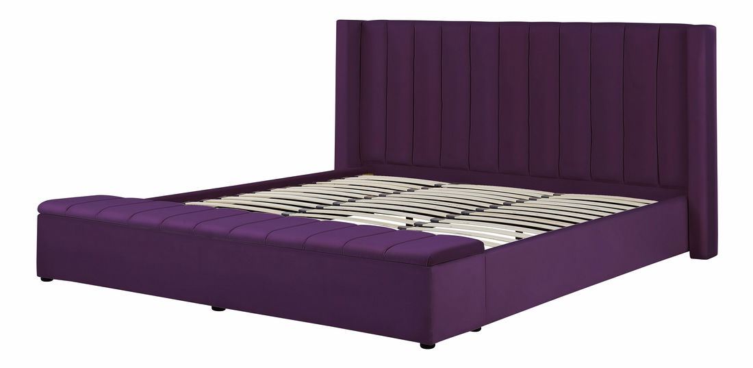 Manželská posteľ 180 cm NAIROBI (fialová) (s roštom a úl. priestorom)