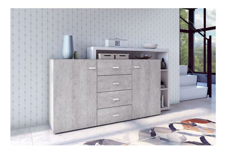 Comodă Bilsby Typ 27 (beton colorado + Alb)