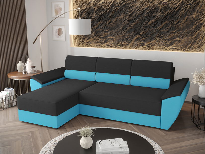 Sarok ülőgarnitúra Radiant L2 (sötétszürke + türkiz) (B)