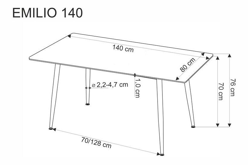 Blagovaonski stol Emilo 140 (bijeli mramor + crna) (za 6 osoba)