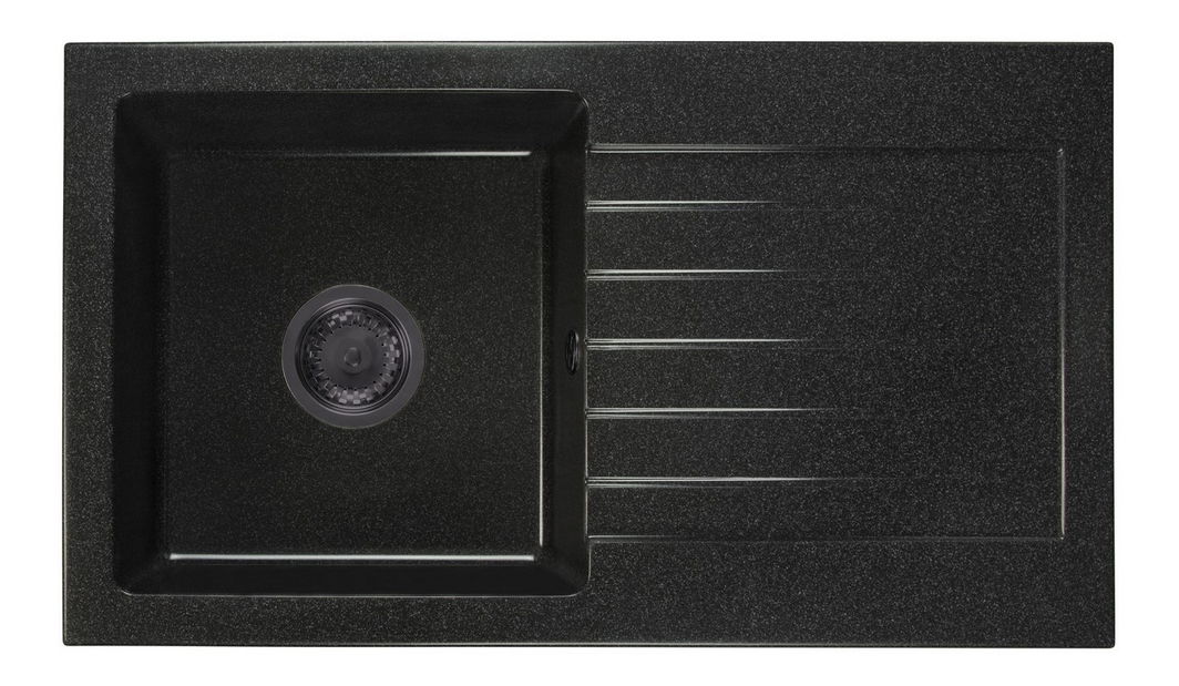 Chiuvetă de bucătărie Lemmion (negru + textură) (cu 1 orificiu pentru robinet) (D)