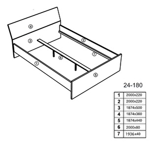 Manželská posteľ 180x200 typ TA-24 Taylor (dub wotan) (bez roštu a matraca)