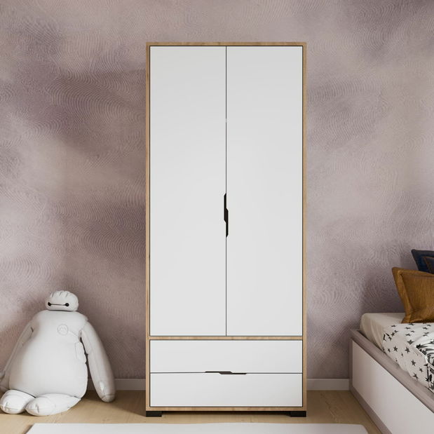 Šatníková skriňa Roya 3 (dub + biela)