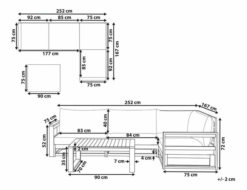 Záhradná zostava Timza (mahagónové drevo)