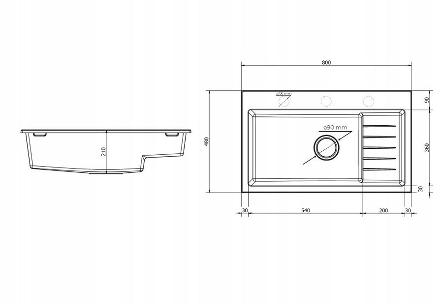 Kuchynský drez Akream (sivá) (s 1 otvorom pre batériu)